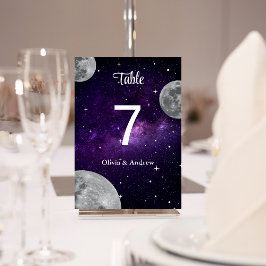 Numéro De Table Mariage de Pleine lune moderne Starry Night