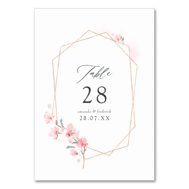 Numéro De Table Mariage de printemps géométrique à fleurs de ceris (Par défaut)
