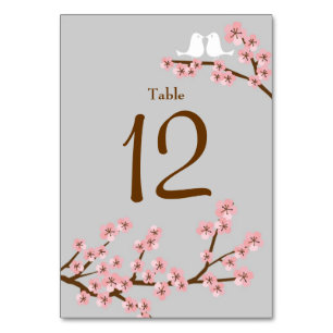 Numéro De Table Mariage de printemps rose et gris pour la fleur de