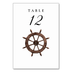 Numéro De Table Mariage de roue de bateau nautique