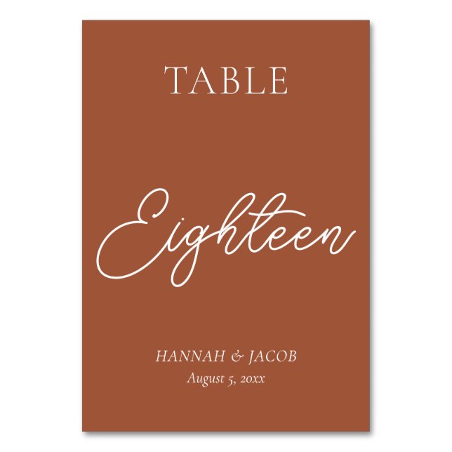Numéro De Table Mariage de rouille en terre cuite dix-huit (Par défaut)