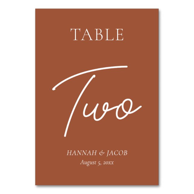 Numéro De Table Mariage de rouille orange brûlé deux (Par défaut)