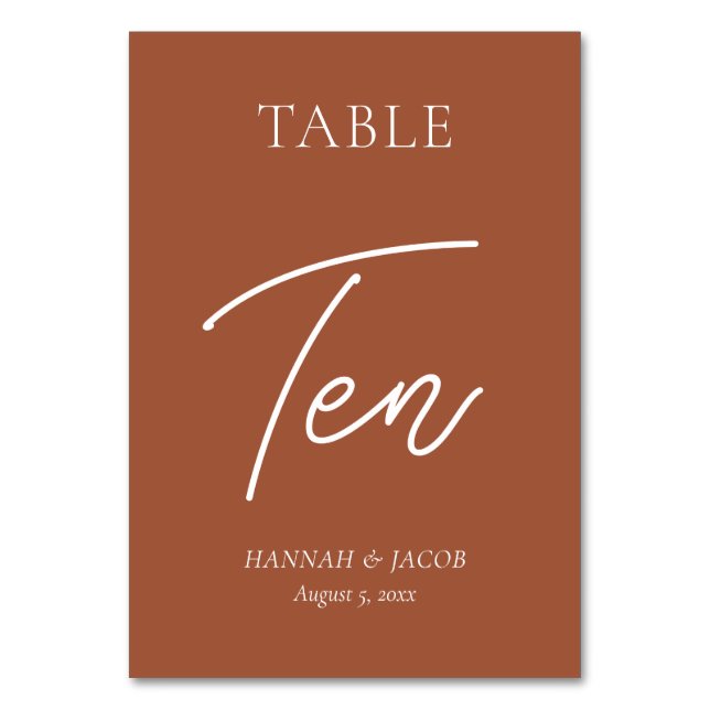 Numéro De Table Mariage de rouille orange brûlé dix (Par défaut)