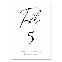 Numéro De Table Mariage de script de calligraphie minimaliste mode