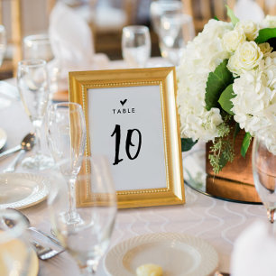 Numéro De Table Mariage de script de coeur romantique simple
