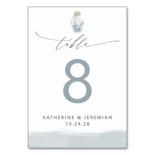 Numéro De Table Mariage de script de coquillage nautique moderne