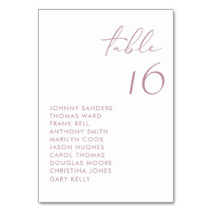 Numéro De Table Mariage de script manuscrit Mauve Modern
