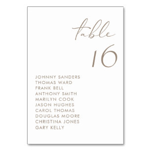 Numéro De Table Mariage de script manuscrit moderne Taupe