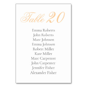 Numéro De Table Mariage de script minimaliste