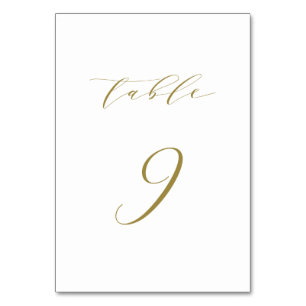 Numéro De Table Mariage de script minimaliste d'or Tableau 9