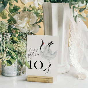 Numéro De Table Mariage de script minimaliste pour oiseaux de grue