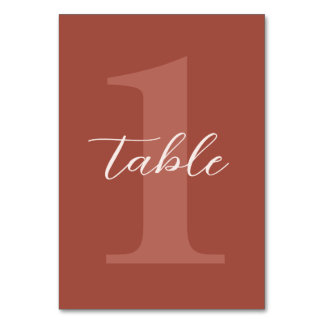 Numéro De Table Mariage de script moderne en terre cuite