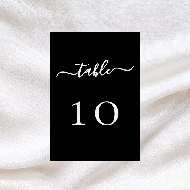 Numéro De Table Mariage de script noir blanc (Créateur téléchargé)