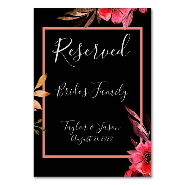 Numéro De Table Mariage de script romantique noir et orange (Par défaut)