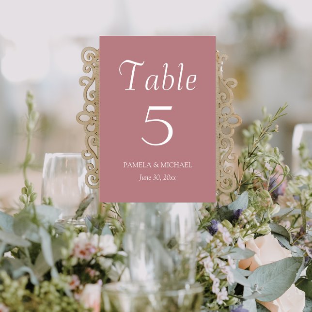 Numéro De Table Mariage de style simple Dusty Rose (In Situ Wedding)