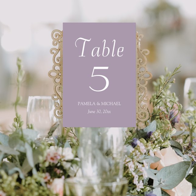 Numéro De Table Mariage de style simple Mauve (In Situ Wedding)