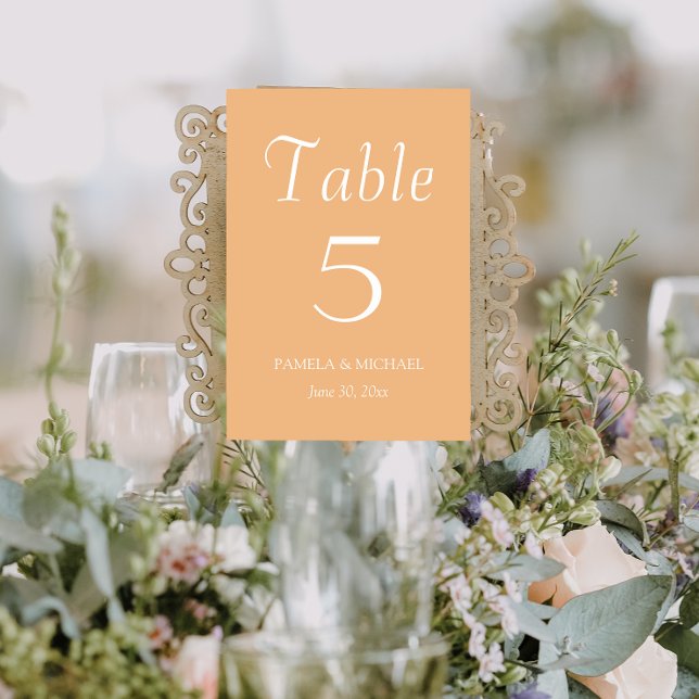 Numéro De Table Mariage de style simple Peach (In Situ Wedding)