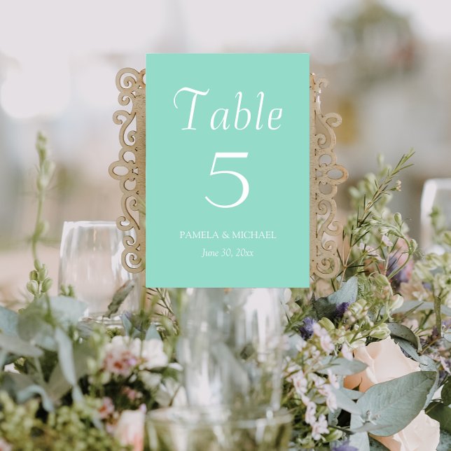Numéro De Table Mariage de style simple Seafoam (In Situ Wedding)