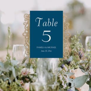 Numéro De Table Mariage de style turquoise bleu simple
