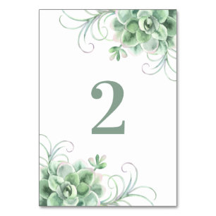 Numéro De Table Mariage de succulentes. Cactus vert. Cactus à l'aq
