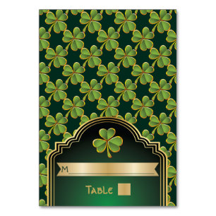 Numéro De Table Mariage de table Gold, green Irish clover