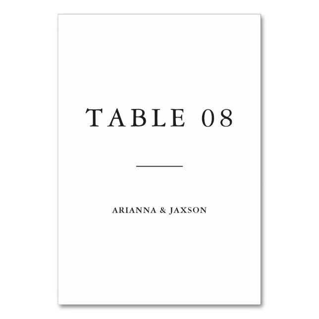 Numéro De Table Mariage de typographie noir blanc minimal (Par défaut)