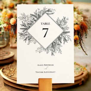 Numéro De Table Mariage de verdure blanc et noir