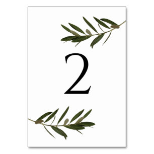 Numéro De Table Mariage de verdure Feuille d'olive