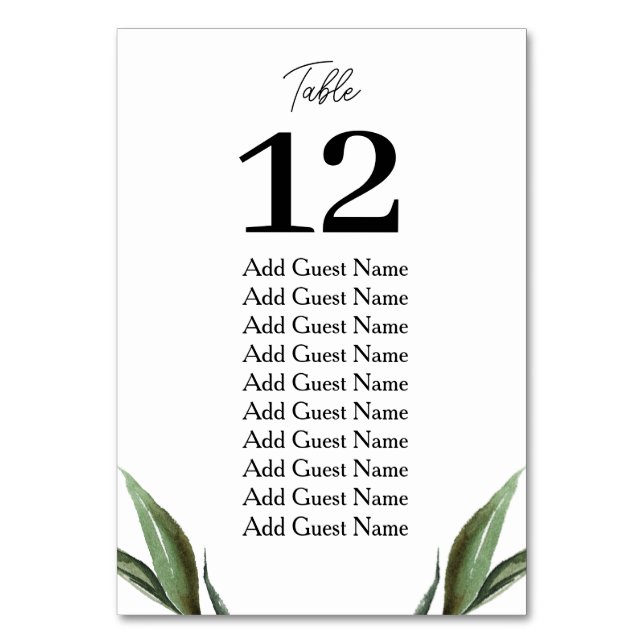 Numéro De Table Mariage de verdure rustique Numéro de tableau Tabl (Par défaut)