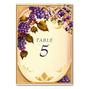 Numéro De Table Mariage de vigne doré filigrané de vignoble
