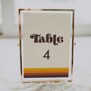 Numéro De Table Mariage des couleurs vintage des années 60 rétro