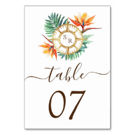 Numéro De Table Mariage Destination World Map Compas Monogramme