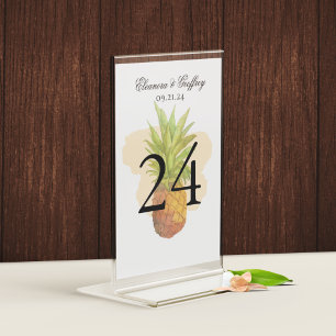 Numéro De Table Mariage d'été de l'île aux ananas