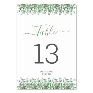 Numéro De Table Mariage d'eucalyptus