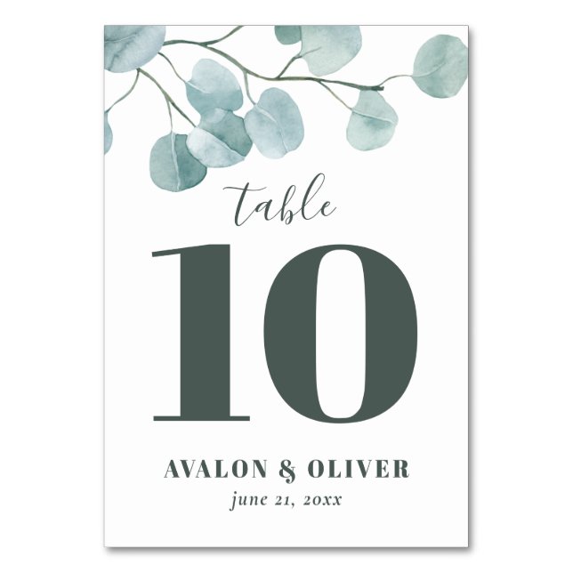 Numéro De Table Mariage d'eucalyptus en argent (Par défaut)