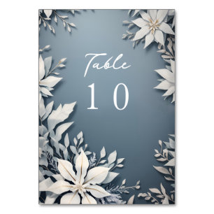 Numéro De Table Mariage d'hiver fleuri d'inspiration congelée