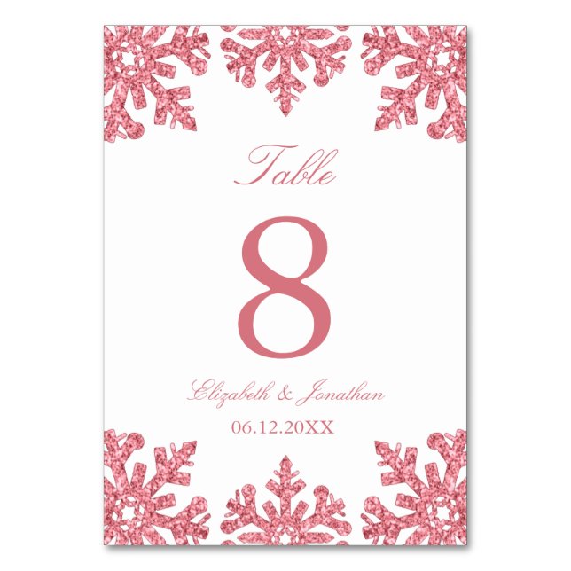Numéro De Table Mariage d'hiver Pink Snowflake (Par défaut)