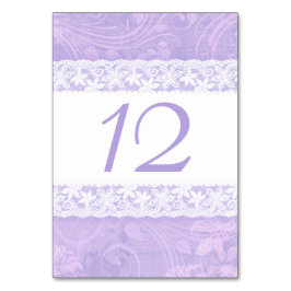 Numéro De Table Mariage d'impression en dentelle blanche violet