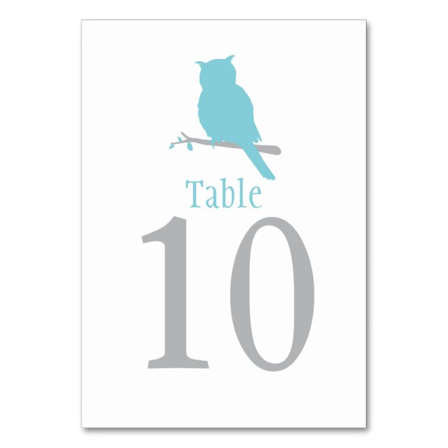 Numéro De Table Mariage d'oiseau de chouette bleue ou numéro de ta (Dos)