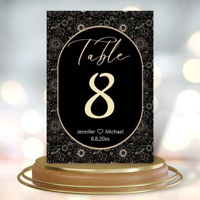 Numéro De Table mariage d'or noir mystique moderne élégant (Créateur téléchargé)