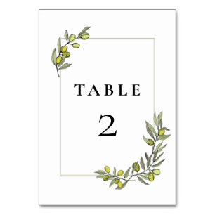 Numéro De Table Mariage du cadre de branches d'olivier