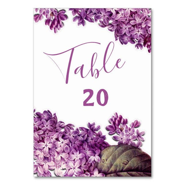 Numéro De Table Mariage du jardin de printemps de Lilac (Par défaut)
