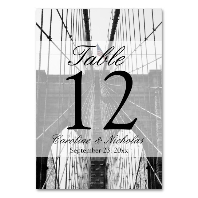 Numéro De Table Mariage du pont de New York City Brooklyn (Par défaut)