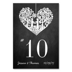 Numéro De Table Mariage du tableau de bord de l'arbre du coeur sus