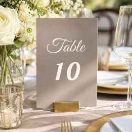 Numéro De Table Mariage écriture ivoire taupe