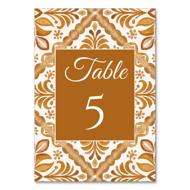 Numéro De Table Mariage élégant à la Talavera mexicaine (Par défaut)