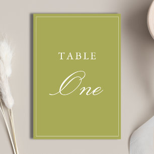 Numéro De Table Mariage élégant à l'écriture verte olive