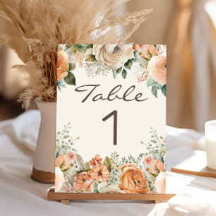 Numéro De Table Mariage Élégant aux Fleurs de Pêcher Blanches et à
