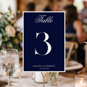 Numéro De Table Mariage Élégant Bleu Nuit à l'Ancienne