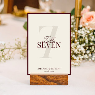 Numéro De Table Mariage Élégant Bourgeoisie Burgundy